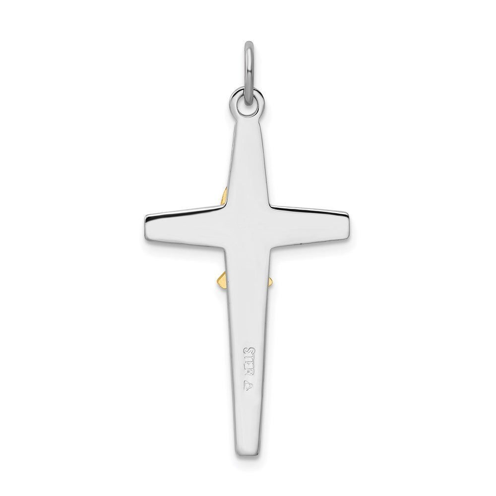 Sterling Silver Platinum-plated & Gold-tone Cross Pendant