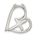 Sterling Silver Polished Cross Heart Chain Slide