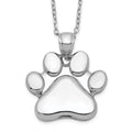 Sterling Silver Rhodium-plated Paw Print Ash Holder 18in Necklace