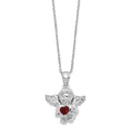 Sterling Silver RH-pltd CZ Jan Birthstone Angel Ash Holder 18in Necklace