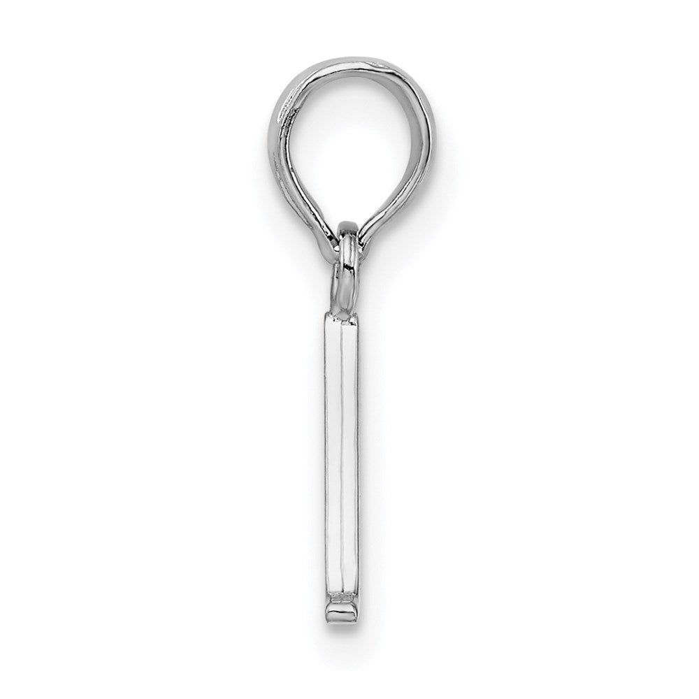 Sterling Silver Rhodium-plated Polished Block Initial -A- Pendant