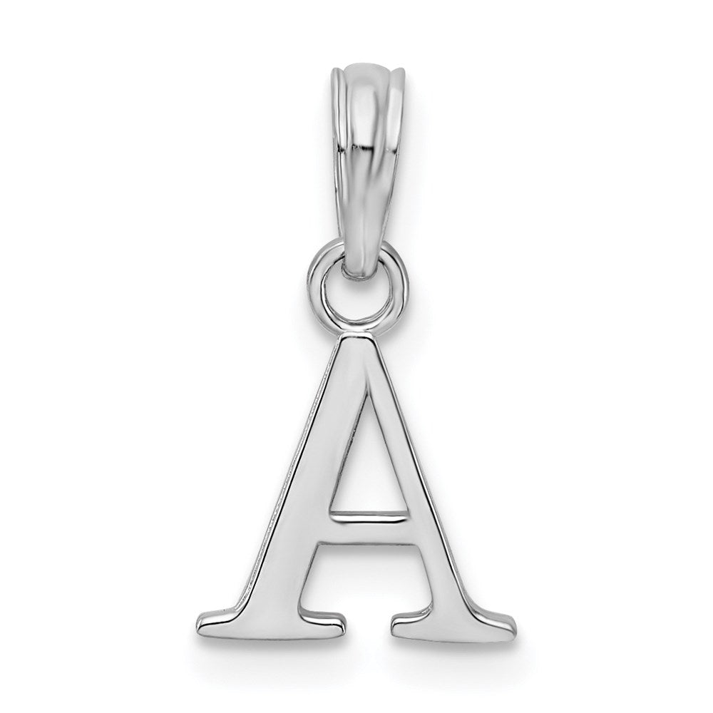 Sterling Silver Rhodium-plated Polished Block Initial -A- Pendant