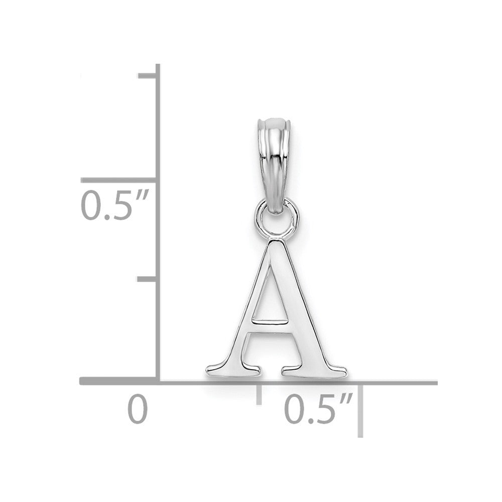 Sterling Silver Rhodium-plated Polished Block Initial -A- Pendant