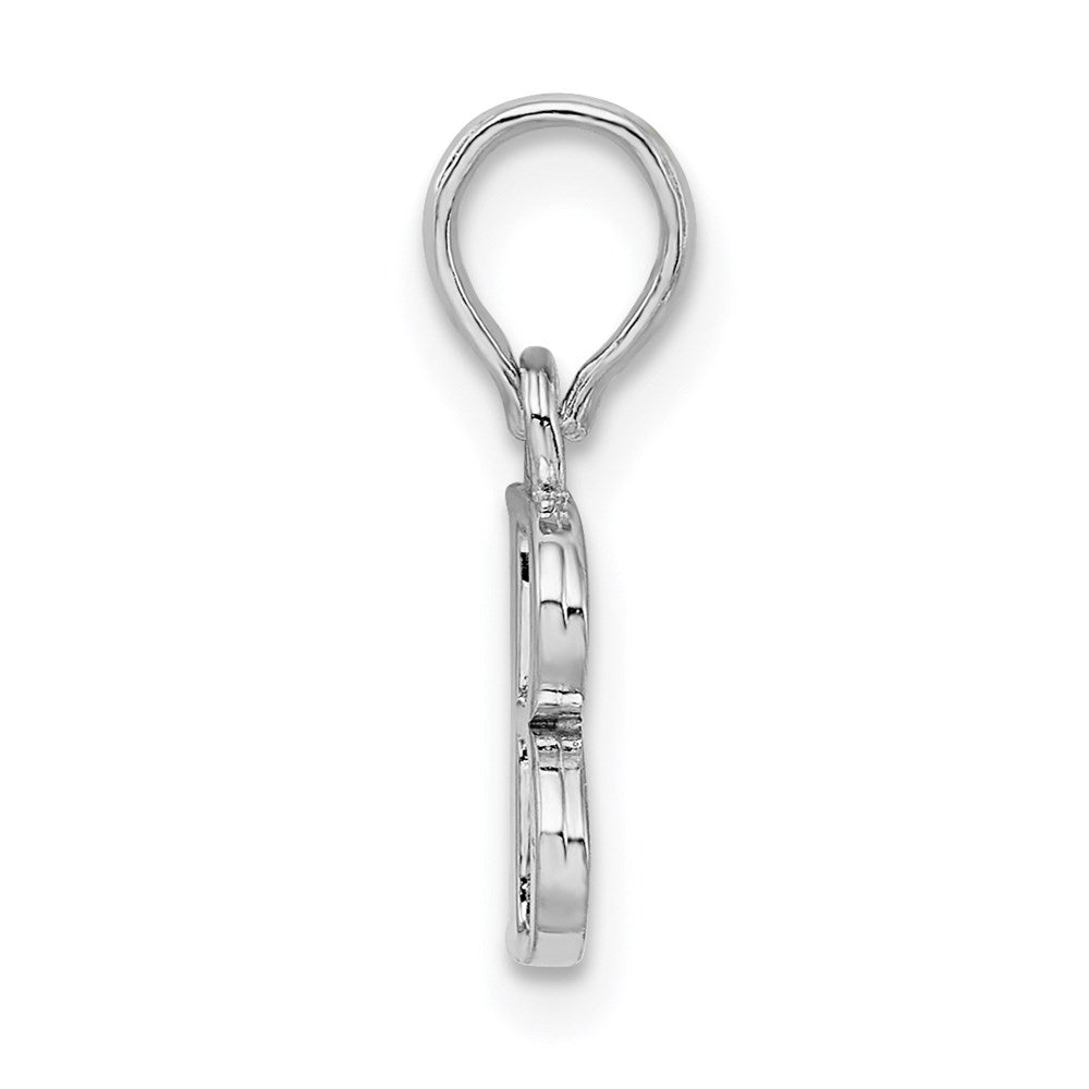Sterling Silver Rhodium-plated Polished Block Initial -B- Pendant