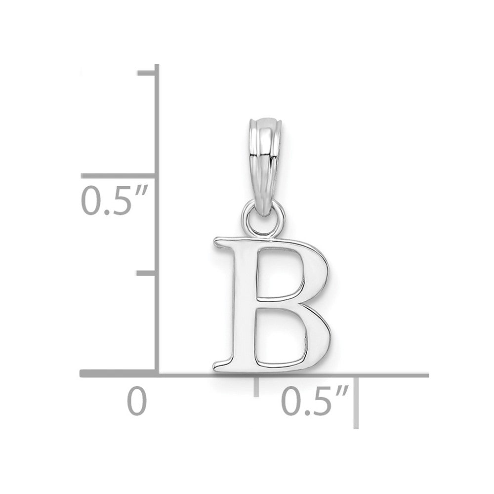Sterling Silver Rhodium-plated Polished Block Initial -B- Pendant