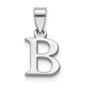 Sterling Silver Rhodium-plated Polished Block Initial -B- Pendant