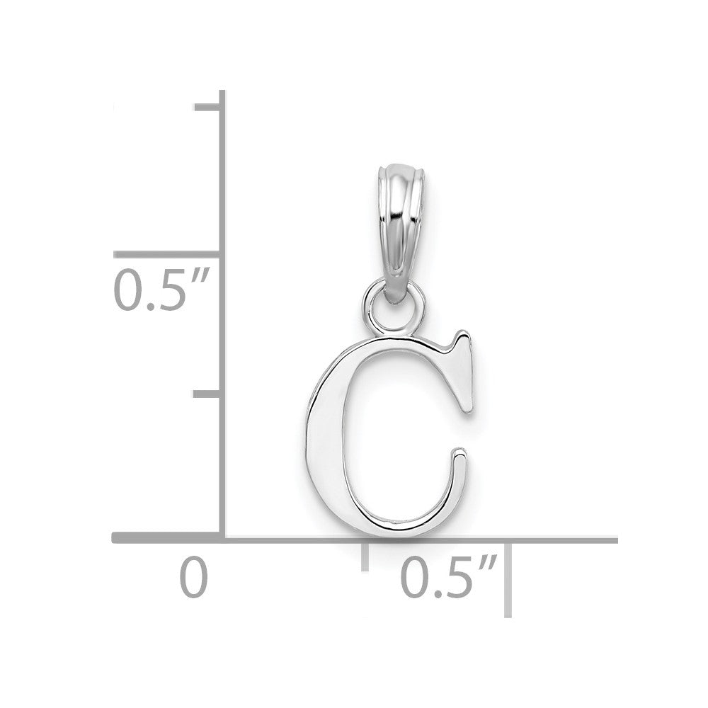 Sterling Silver Rhodium-plated Polished Block Initial -C- Pendant