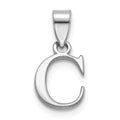 Sterling Silver Rhodium-plated Polished Block Initial -C- Pendant