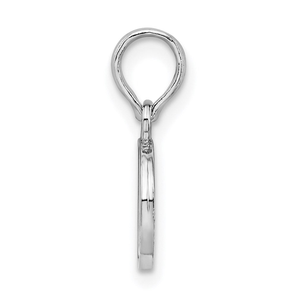 Sterling Silver Rhodium-plated Polished Block Initial -D- Pendant