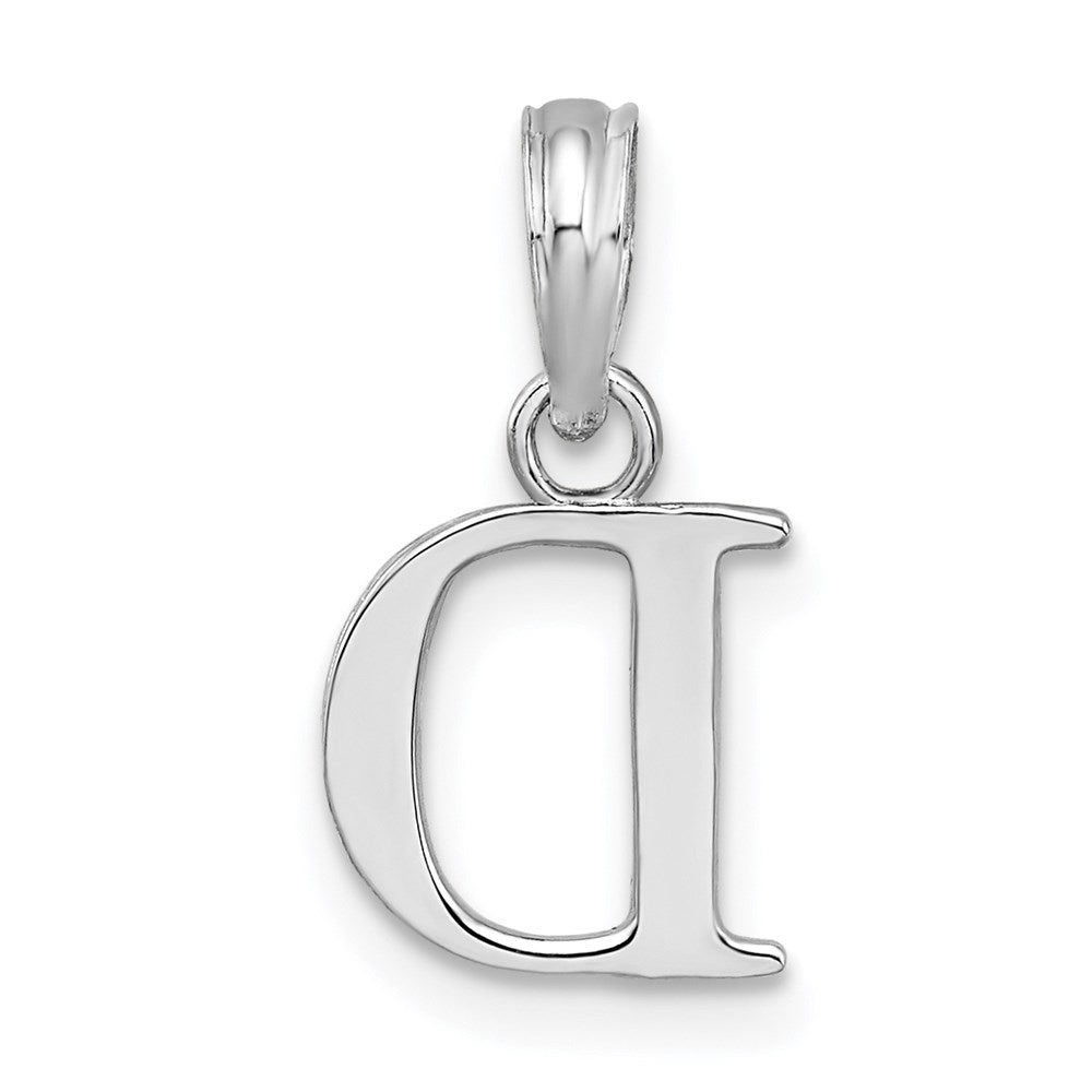 Sterling Silver Rhodium-plated Polished Block Initial -D- Pendant