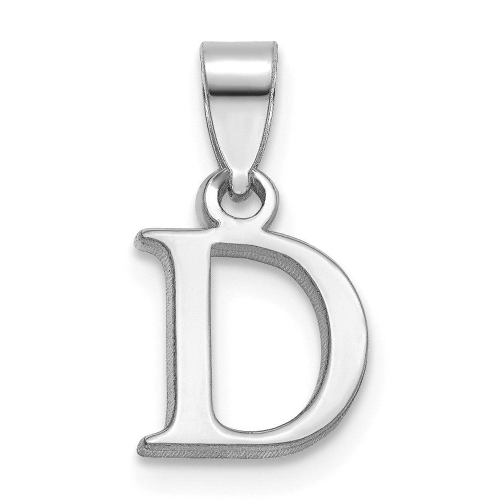 Sterling Silver Rhodium-plated Polished Block Initial -D- Pendant