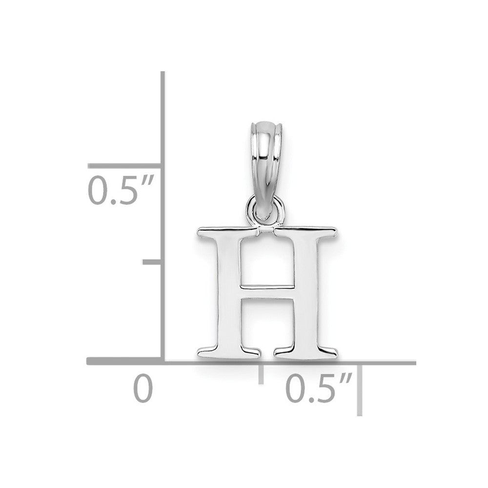 Sterling Silver Rhodium-plated Polished Block Initial -H- Pendant