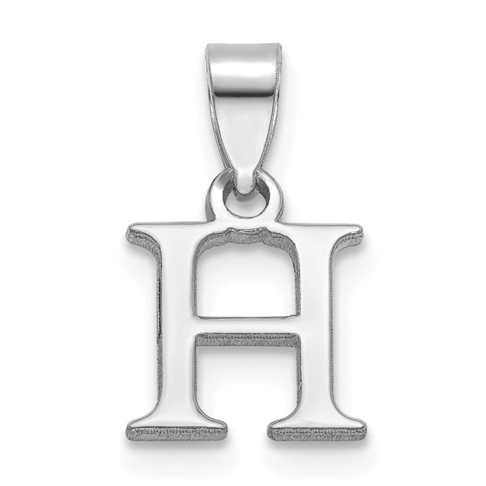 Sterling Silver Rhodium-plated Polished Block Initial -H- Pendant
