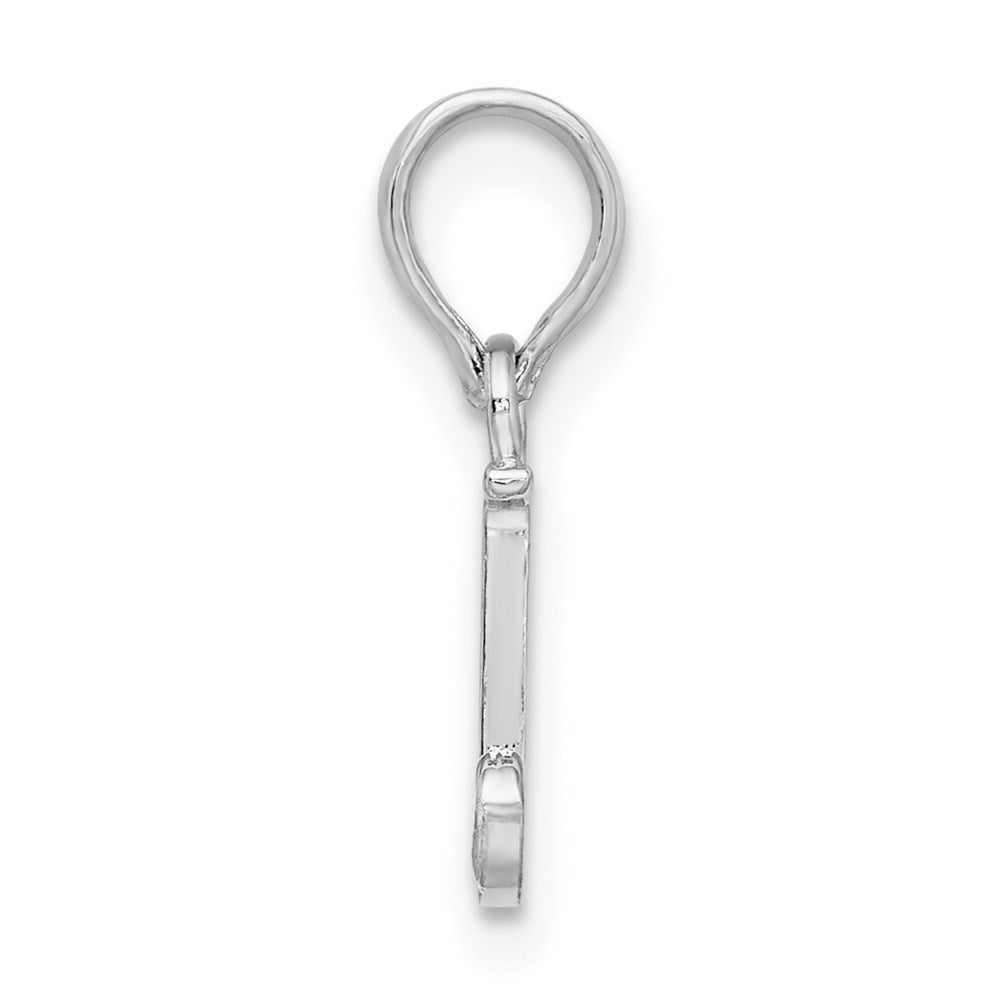 Sterling Silver Rhodium-plated Polished Block Initial -J- Pendant