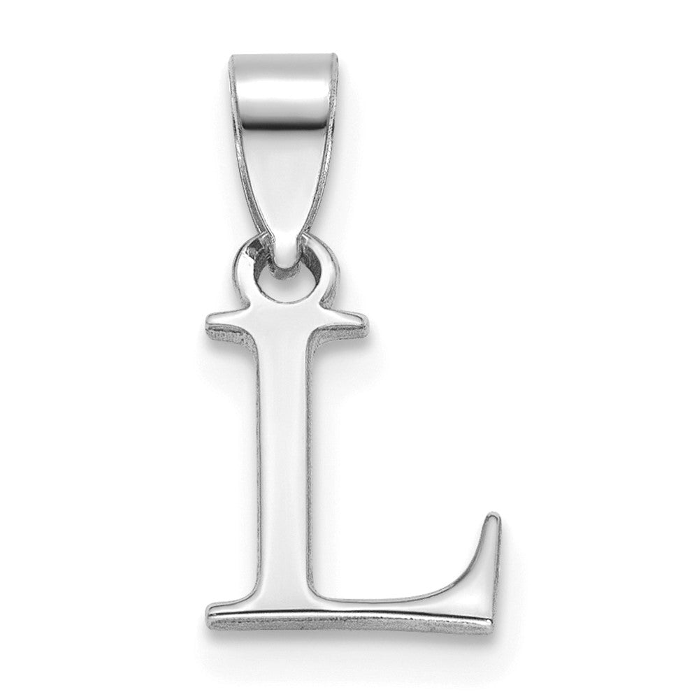 Sterling Silver Rhodium-plated Polished Block Initial -L- Pendant