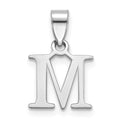 Sterling Silver Rhodium-plated Polished Block Initial -M- Pendant