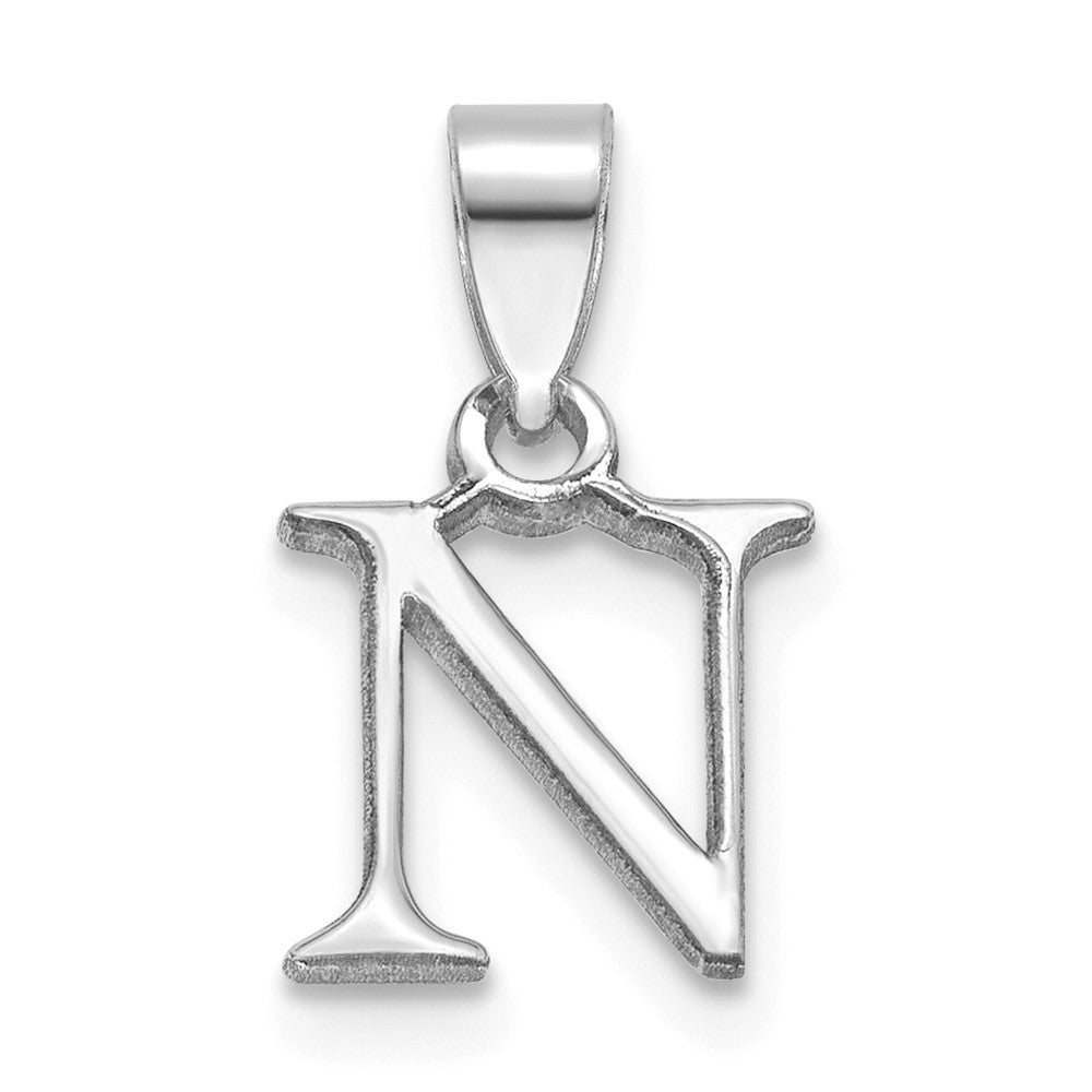 Sterling Silver Rhodium-plated Polished Block Initial -N- Pendant