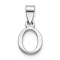 Sterling Silver Rhodium-plated Polished Block Initial -O- Pendant