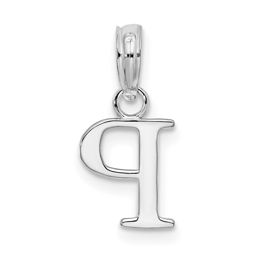 Sterling Silver Rhodium-plated Polished Block Initial -P- Pendant