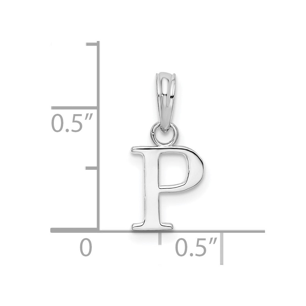 Sterling Silver Rhodium-plated Polished Block Initial -P- Pendant