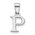 Sterling Silver Rhodium-plated Polished Block Initial -P- Pendant