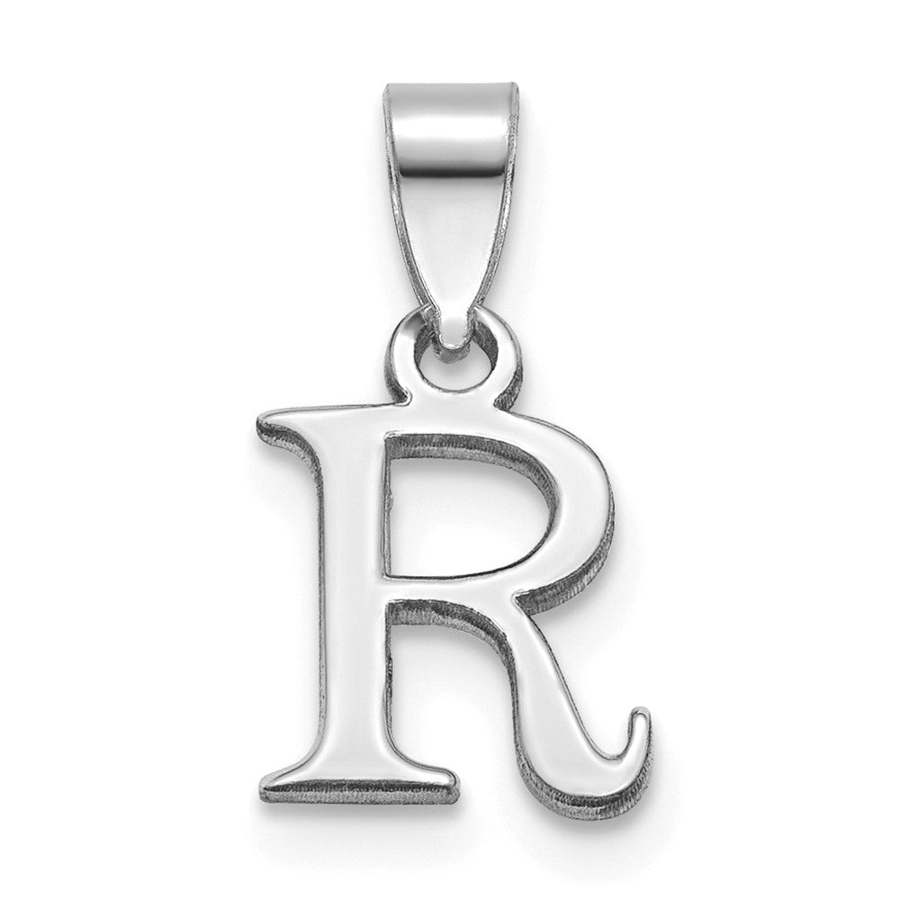 Sterling Silver Rhodium-plated Polished Block Initial -R- Pendant