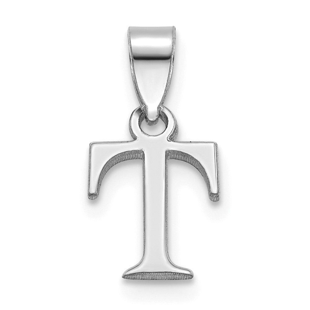 Sterling Silver Rhodium-plated Polished Block Initial -T- Pendant