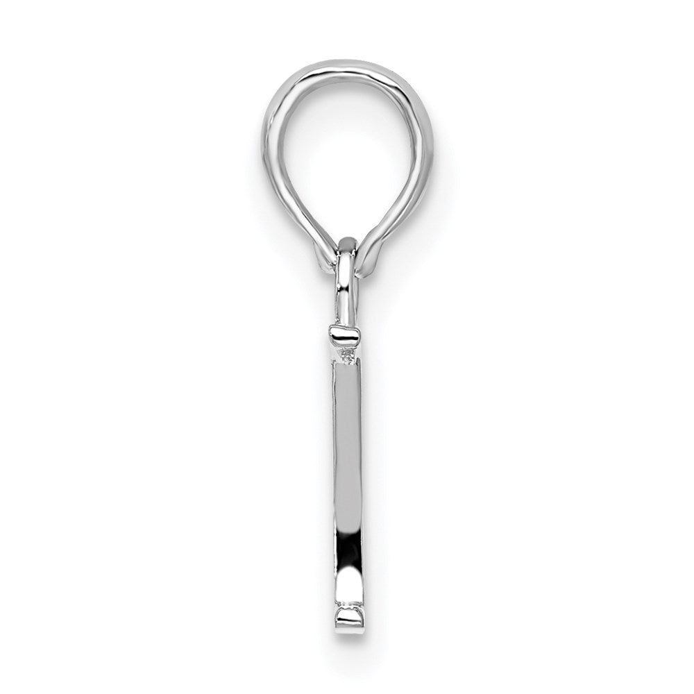 Sterling Silver Rhodium-plated Polished Block Initial -Y- Pendant