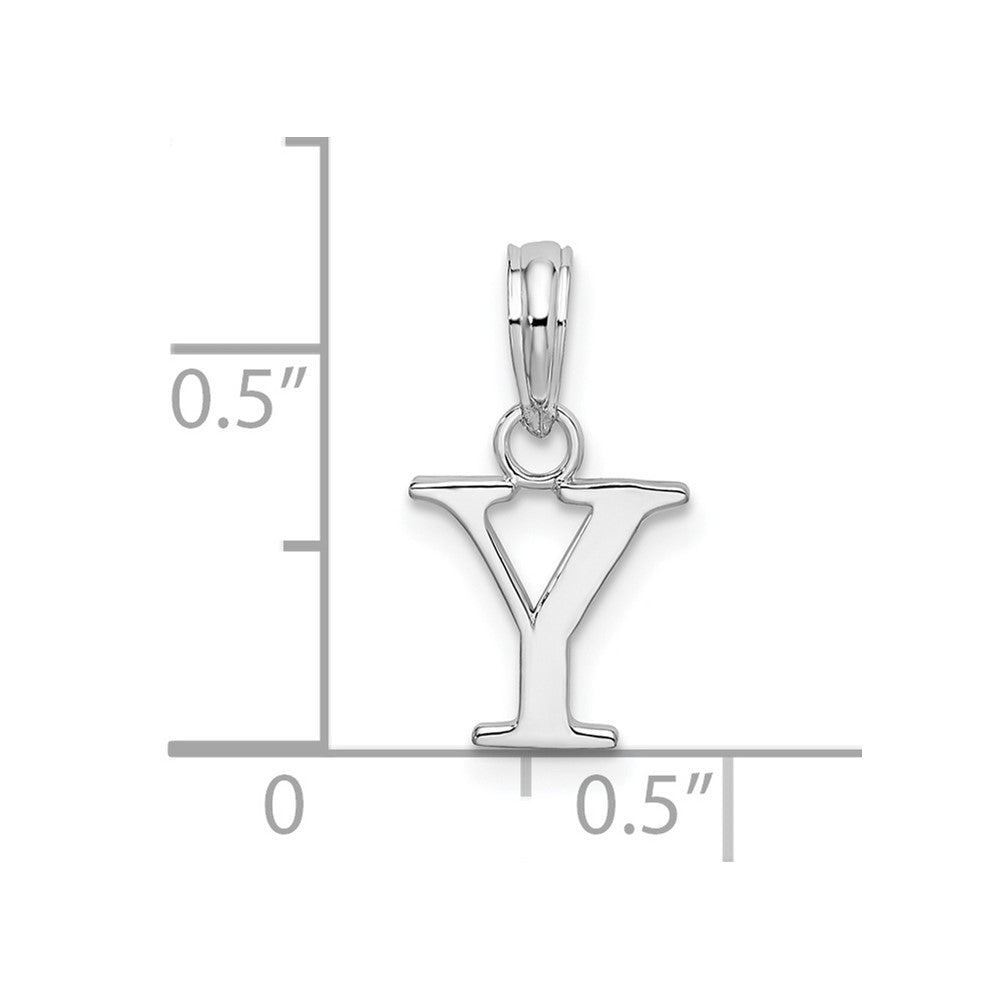 Sterling Silver Rhodium-plated Polished Block Initial -Y- Pendant