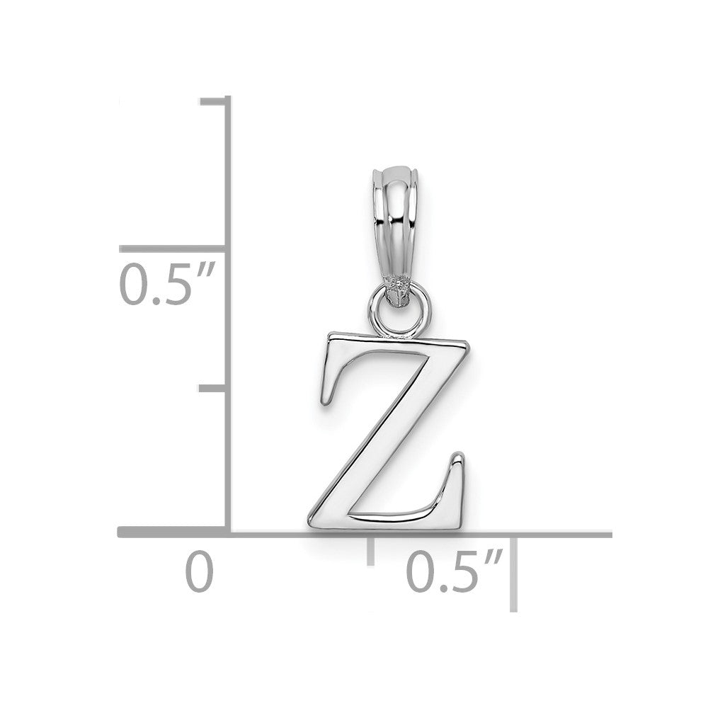 Sterling Silver Rhodium-plated Polished Block Initial -Z- Pendant