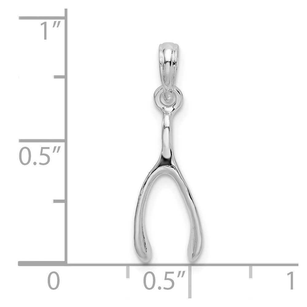 Sterling Silver Rhodium-plated Polished 3D Wishbone Pendant