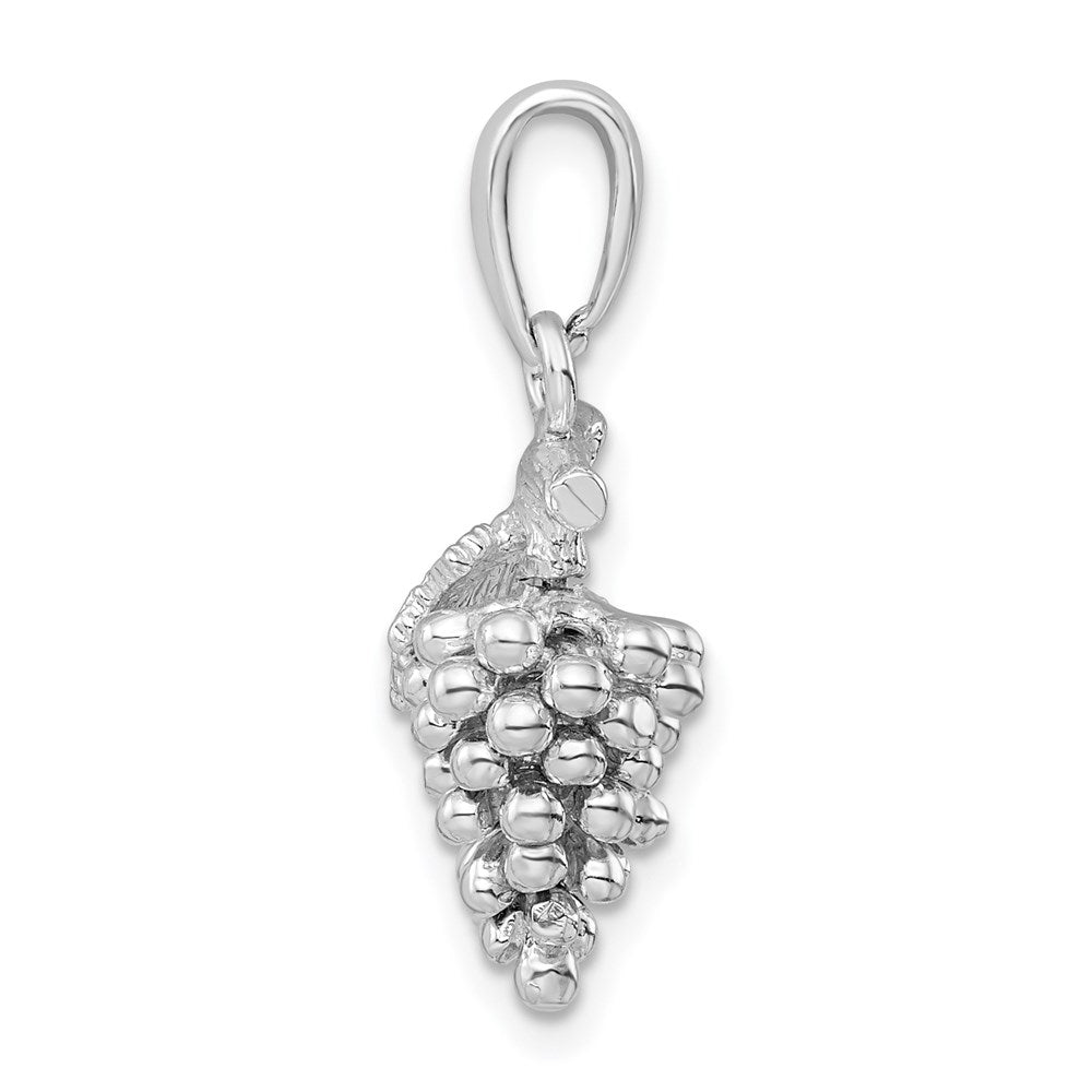 Sterling Silver Rhodium-plated Polished 3D Grapes Pendant