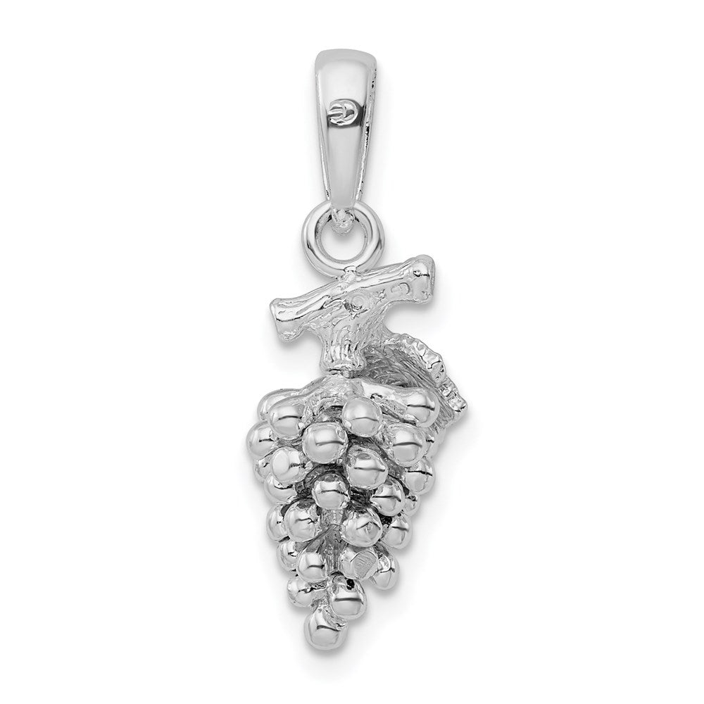 Sterling Silver Rhodium-plated Polished 3D Grapes Pendant