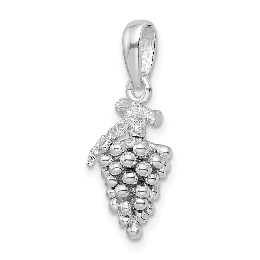 Sterling Silver Rhodium-plated Polished 3D Grapes Pendant