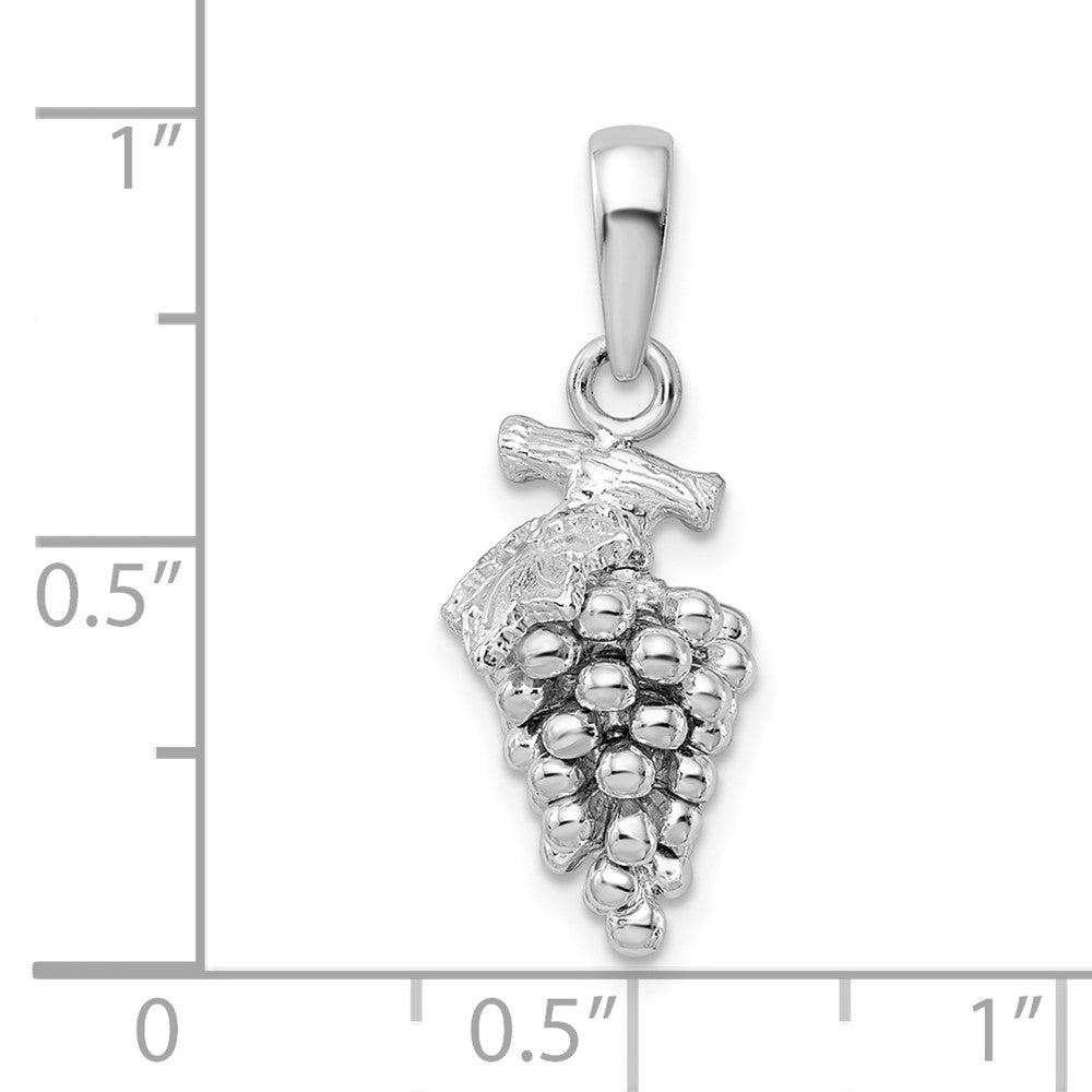 Sterling Silver Rhodium-plated Polished 3D Grapes Pendant