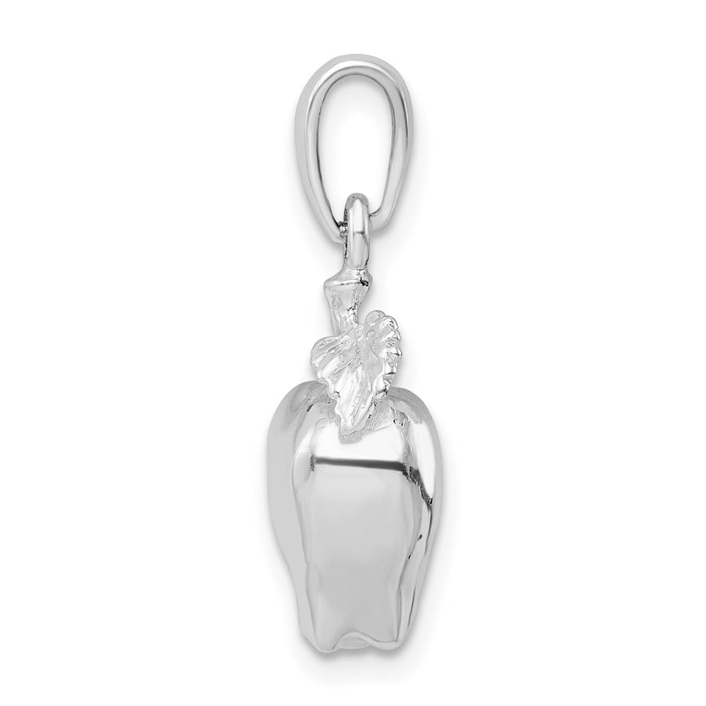 Sterling Silver Rhodium-plated Polished 3D Apple Pendant
