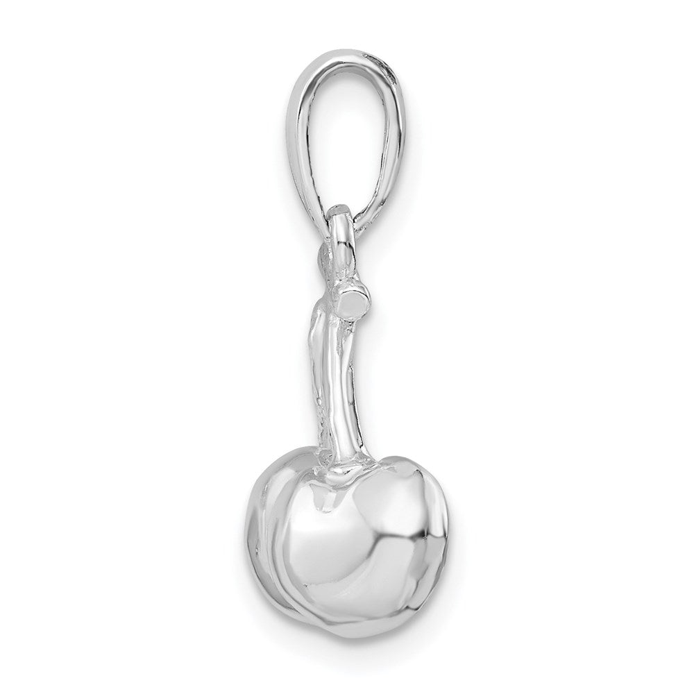Sterling Silver Rhodium-plated Polished 3D Cherries Pendant