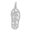 Sterling Silver Rhodium-plated 3D Cut-out Turtles Flip-flop Pendant