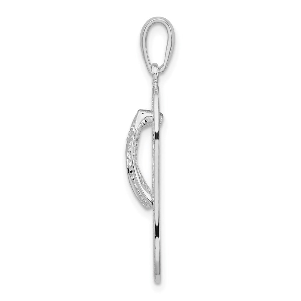 Sterling Silver Rhodium-plated 3D Cut-out Flowers Flip-flop Pendant