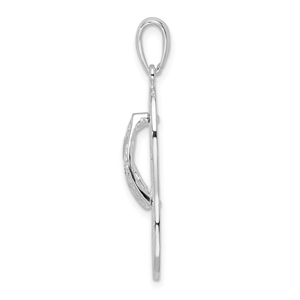 Sterling Silver Rhodium-plated 3D Cut-out Dolphin Flip-flop Pendant