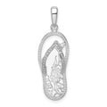 Sterling Silver Rhodium-plated 3D Cut-out Dolphin Flip-flop Pendant