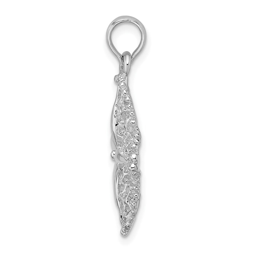 Sterling Silver Rhodium-plated Polished Cut-out Filigree Starfish Pendant