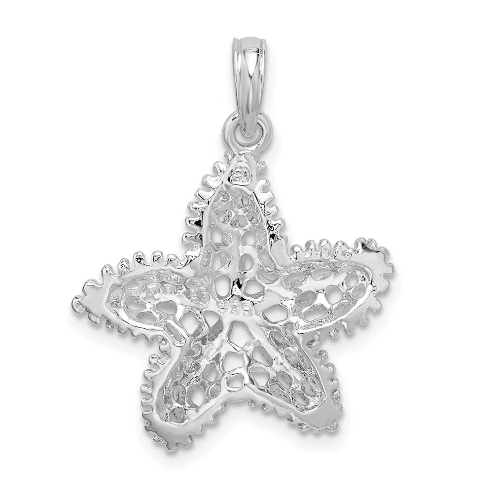 Sterling Silver Rhodium-plated Polished Cut-out Filigree Starfish Pendant