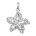 Sterling Silver Rhodium-plated Polished Cut-out Filigree Starfish Pendant