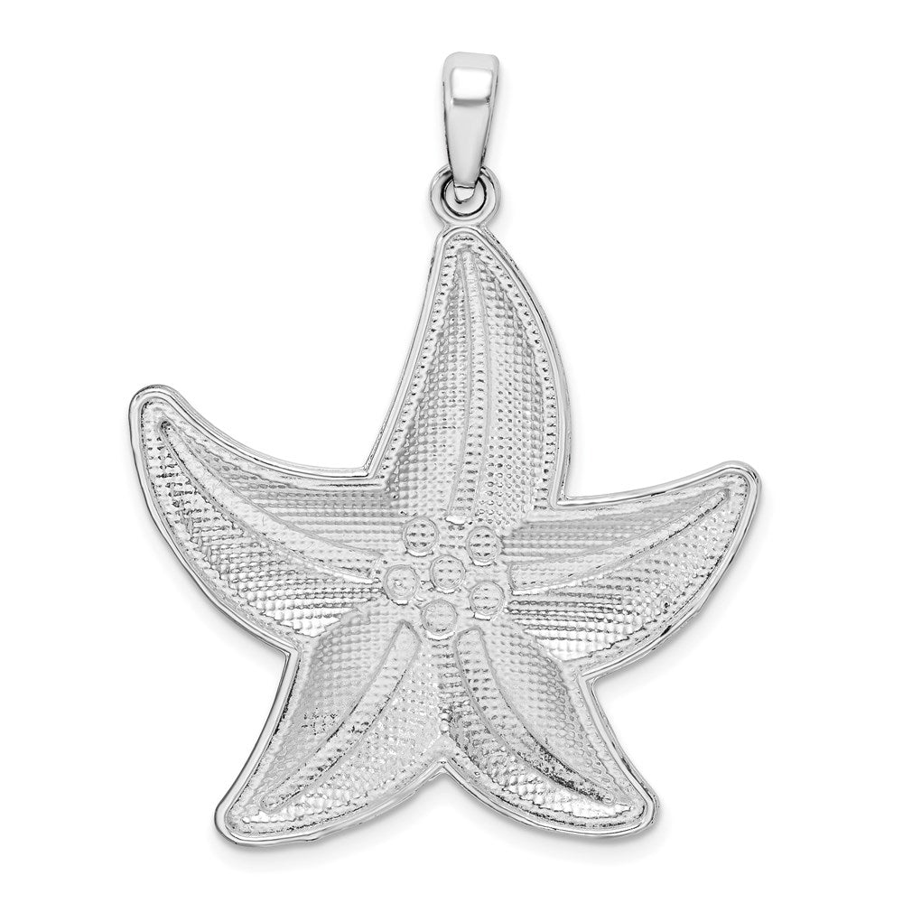 Sterling Silver Polished Diamond-cut Large Starfish Pendant