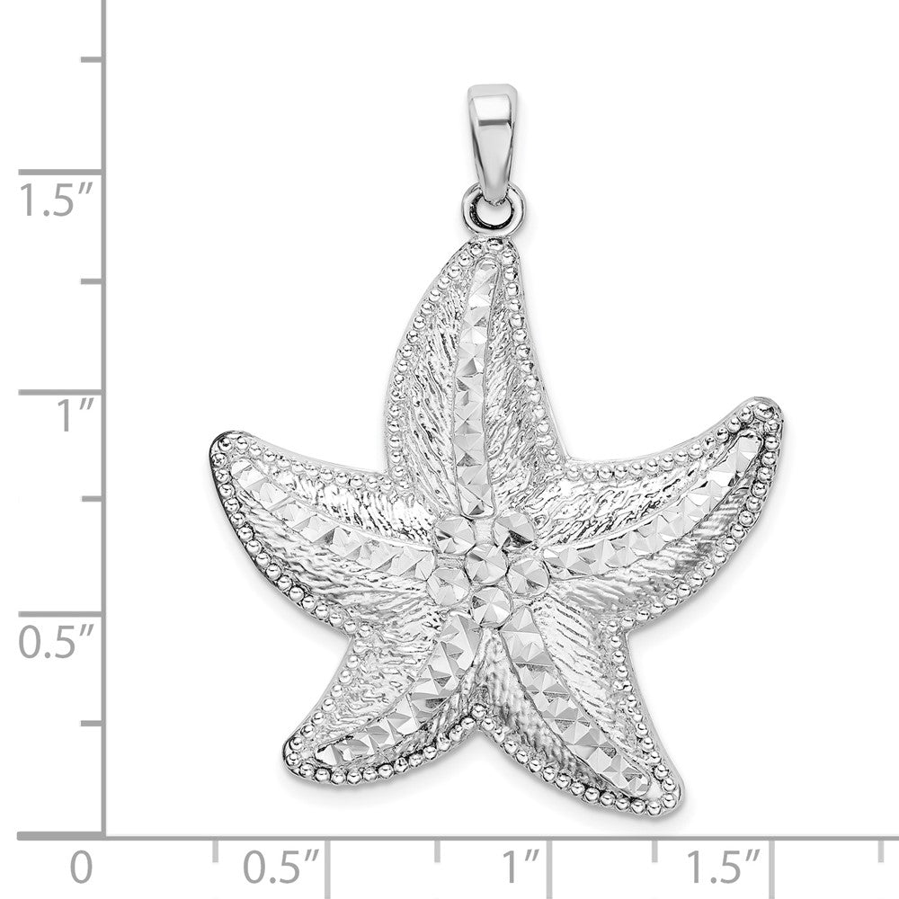 Sterling Silver Polished Diamond-cut Large Starfish Pendant