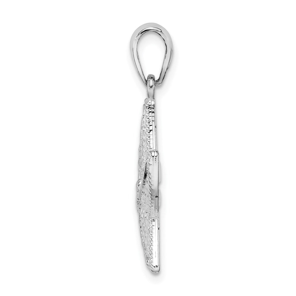 Sterling Silver Rhodium-plated Diamond-cut Small Starfish Pendant