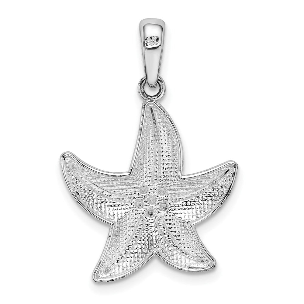 Sterling Silver Rhodium-plated Diamond-cut Small Starfish Pendant