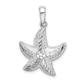 Sterling Silver Rhodium-plated Diamond-cut Small Starfish Pendant