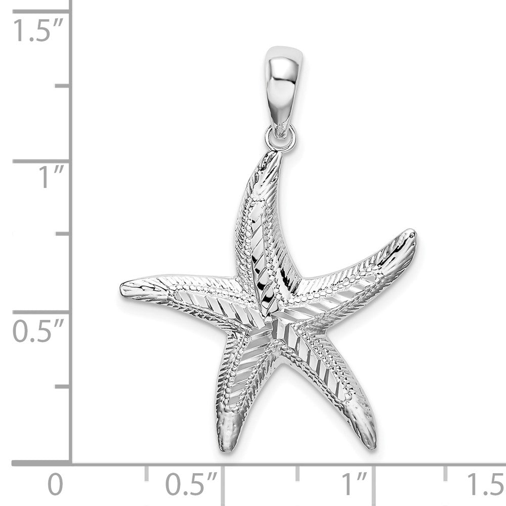 Sterling Silver Textured Diamond-cut Starfish Pendant